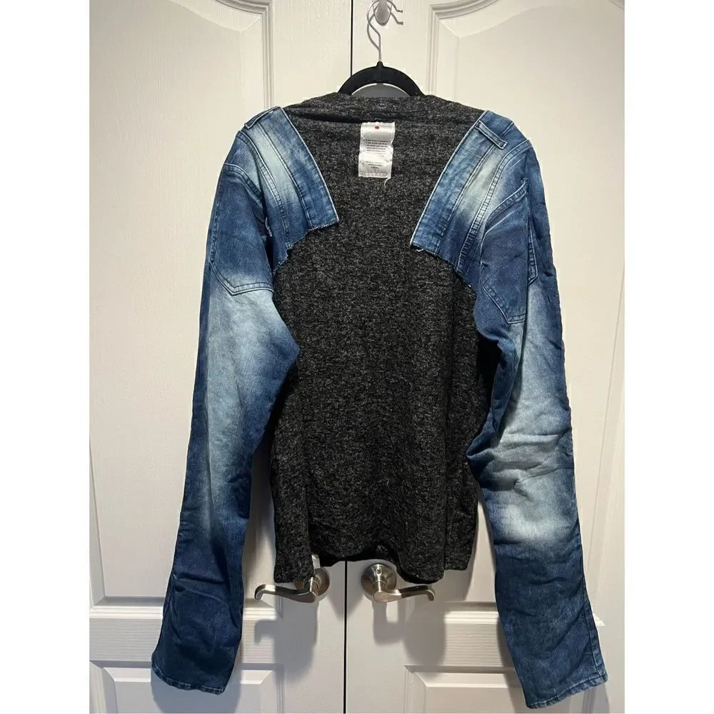 Sager up-cycled sweater with Denim sleeves Size S/M NWT